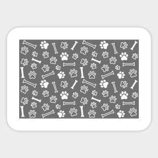 Pet - Cat or Dog Paw Footprint and Bone Pattern in Inverted Grey Tones Sticker